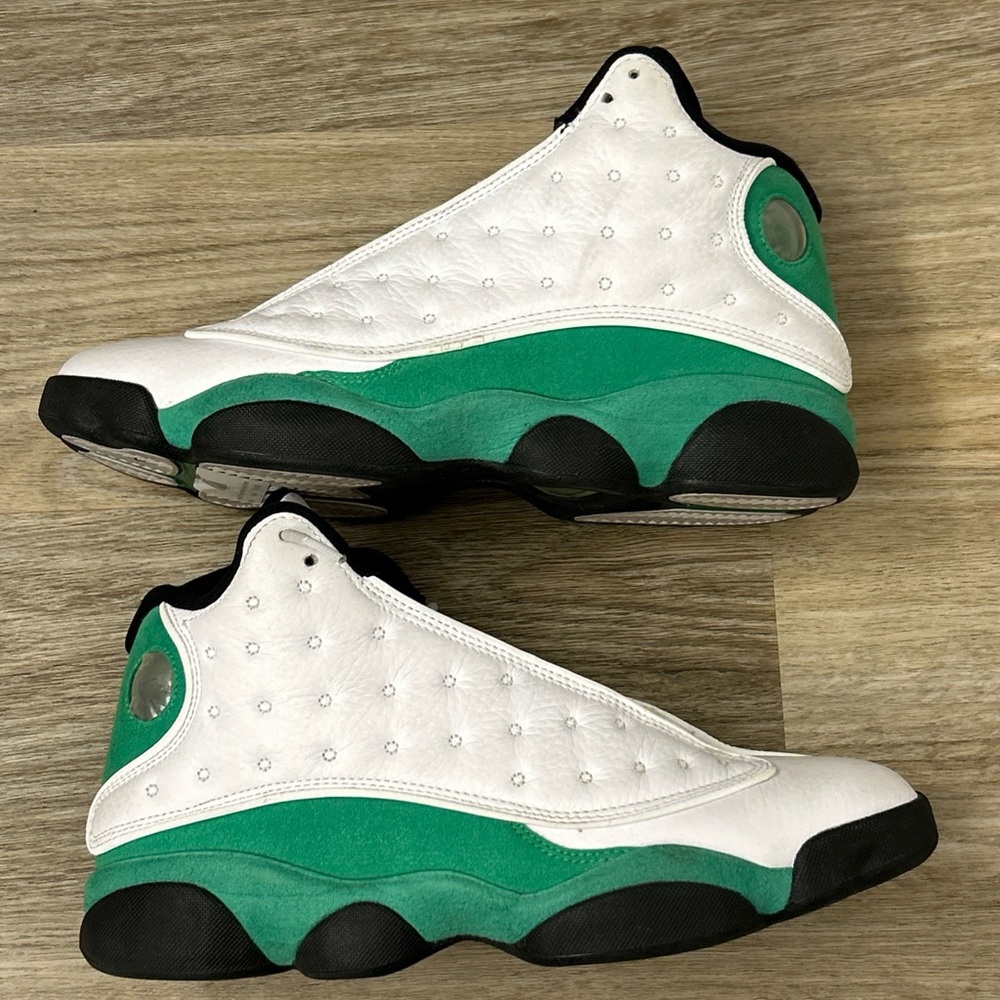 Jordan 13 Retro White and Green Sneakers